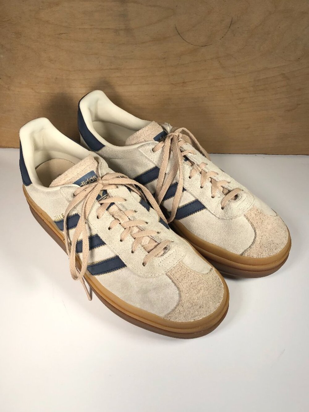 Adidas Women 10 Gazelle Bold Cream Night Indigo Suede Tall Sneaker JQ5126 2024